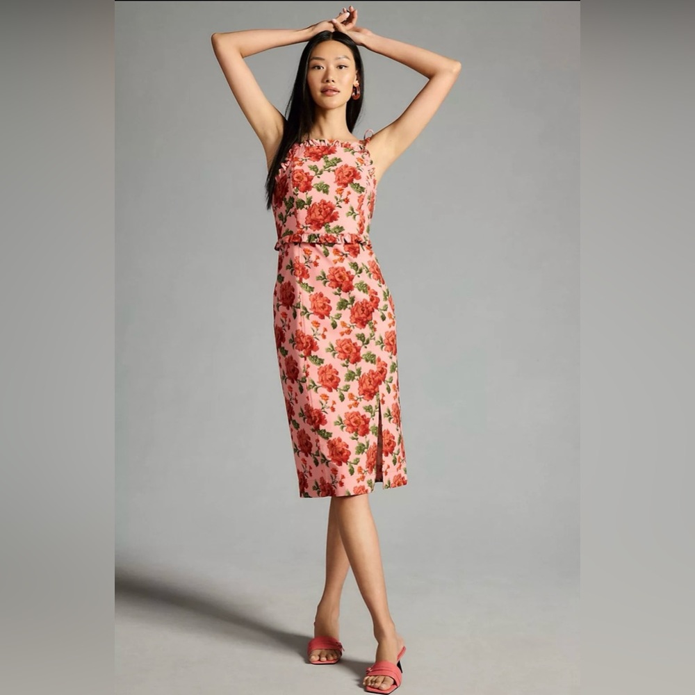 By Anthropologie Ruffled Peplum Halter Dress
